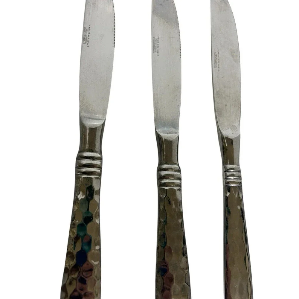 Cambridge MAJESTY Stainless Hammered 18/10 Glossy Flatware 3 Butter Knives